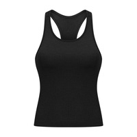 Top Deportivo de Yoga para Mujer, Personalizado OEM, Acolchado, con Espalda Cruzada, Acanalado, de Alta Elasticidad, Transpirable, para Correr, Gimnasio, Fitness, Venta al Por Mayor
