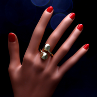 Bague ouverte double sphère texturée en laiton 008712, finition or brossé, bague statement pour femme, bijoux de fête