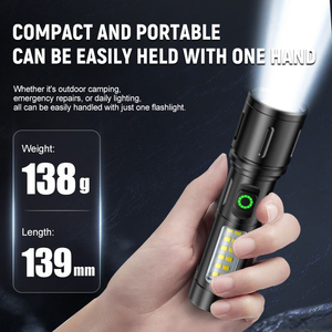 Cao IP65 Đánh giá USB sạc Led đèn pin mạnh mẽ trắng Laser Hợp kim nhôm khẩn cấp Cắm Trại Pin Lithium ngọn đuốc - Product Image 3