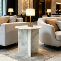 Table d'appoint moderne en marbre de style minimaliste italien, table basse ronde en pierre massif pour canapé, mobilier de luxe en pierre naturelle sur mesure pour la maison