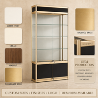 Vitrine à bijoux en verre trempé, vitrine verticale avec cadre métallique pour boutique de détail, vitrine verrouillable avec éclairage LED