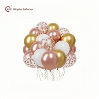 Lot de ballons en latex en gros, kit de ballons métalliques chromés et confettis, fournitures de décoration pour mariage, anniversaire, baby shower