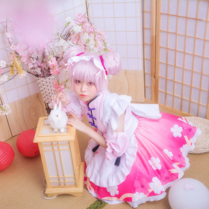 Xiao Qiao Maid Cosplay Costume Women Flower Print Polyester Fiber Game Anime Role Playing Summer 2020 - Product Image 2