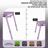 Table de camping pliante à levage hydraulique réglable, personnalisable OEM, légère, avec ressort pneumatique, portable, pour pique-nique et randonnée en extérieur