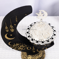 Encensoir en résine inspiré de l'Arabie, en forme de croissant de lune, pour Oud et Bakhoor, avec motif lanterne étoilée en relief, 2 couleurs, pour table de Ramadan, vente en gros