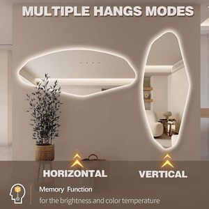 Miroir de salle de bain LED pleine longueur, mural, moderne, sans cadre, avec interrupteur tactile et fonction anti-buée, personnalisable pour salon - Product Image 2