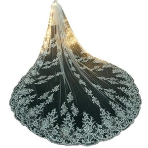 S1209A Hot -selling High -quality New Trailer <b>Wedding</b> <b>Accessories</b> Bride White Rice White Lace Sequins 3m Veils for Women - Product Image 2