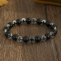 Cruz geométrica combinable a la moda de Europa y Estados Unidos para pulsera para hombres y mujeres con cuentas elásticas de nicho para pulsera para