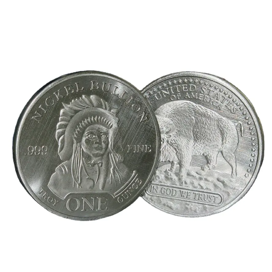 Nickel Products 1 oz 999 Fine Pure Nickel Buffalo Indian Round Bullion Coin A71