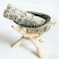 Kit de purification de sauge en bois sacré péruvien brut avec trépied en coquille d'ormeau, bâtonnets d'encens et parfum de luxe
