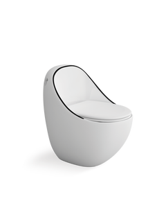 WC monobloc en céramique blanche allongé, autoportant, moderne, en promotion, pour hôtels, villas et écoles - Product Image 4