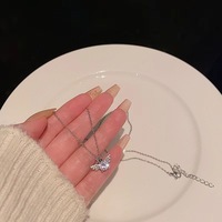 Collier Couronne Ailes d'Ange en Argent Sterling 925 avec Zircon, Pendentif Délicat