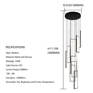 Lámpara Colgante LED Negra, Personalizada, Decorativa, de Lujo, para Vestíbulo de Hotel, Lámpara de Araña - Product Image 6