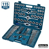 Jeu de tarauds et filières 45/76/115 pièces, métrique, impérial, SAE, en acier HSS Gcr15, kit d'outils de filetage professionnel DIN HRC58-62, logo personnalisé