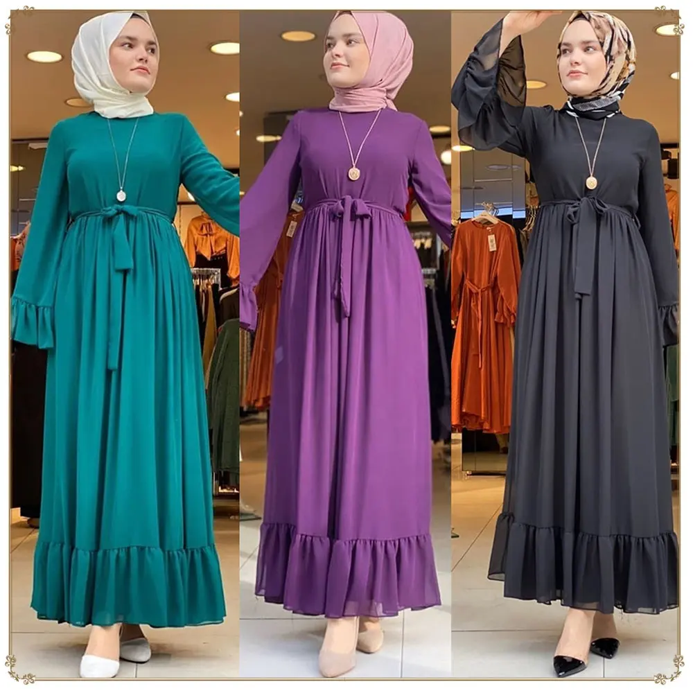 Vestido largo musulmán de gasa para mujer, ropa islámica de Ramadán, abayas de noche para fiesta de Dubái, novedad