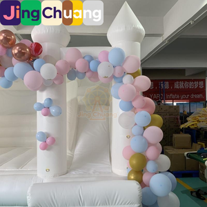 Castillo Inflable Blanco, Trampolín Infantil con Tobogán, Decoración para Fiestas, Arco de Globos, Arreglo para Cumpleaños, Juguete - Product Image 3
