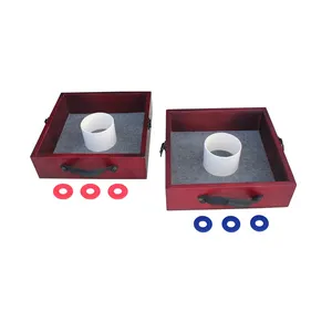 Outdoor Garden Yard Lawn Throwing game Washer Ring Toss Game Includes 2 Felt-Lines Washer Boxes and Steel Washers