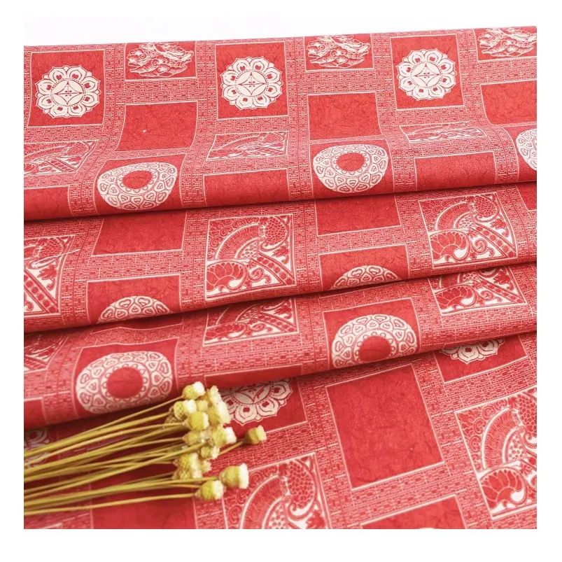 Animais chineses dragão vermelho padrão impressão digital algodão tecidos personalizados impressão para vestuário