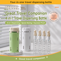 Ensemble de flacons de voyage portables 4-en-1 approuvé par la TSA, organiseur de toilette rechargeable avec échelle visuelle pour les voyages d'affaires