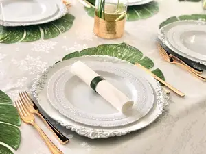 2022 посуда, прессованные виниловые металлические салфетки/Свадебные украшения по центру, салфетка (золото, серебро)