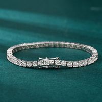 Bracelets Tennis Diamant Original en Argent 925, Chaîne en Argent Sterling, Moissanite VVS 2MM 3MM 6MM 8MM