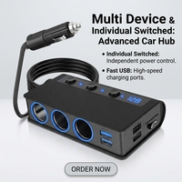 Adaptateur allume-cigare de voiture 12-24V 180W, chargeur rapide USB QC3.0, prise 4 ports avec voltmètre, accessoires automobiles