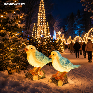 MOMOVALLEY Escultura de Animal Iluminada, Luz LED 3D con Forma de Pájaro para Paisajismo, Iluminación de Aves, Exhibición de Luz de Animales para Exteriores - Product Image 1