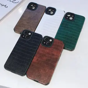 Timsah desen telefon koruyucu kılıf cep telefonu Croco deri iPhone için kılıf 15 14 13 12 11 Xr Xs 7 8 deri cep telefonu kılıfı