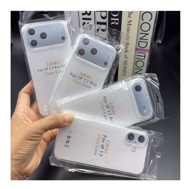 2.0mm Thickness Transparent TPU Crystal Clear Phone Case for iPhone 17 Series 17 Air 17Pro 17Pro Max Soft Shockproof Back Cover