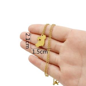 Collar <span class=keywords><strong>con</strong></span> <span class=keywords><strong>Mapa</strong></span> Geométrico Personalizado de Acero Inoxidable, Cadena de Eslabones Chapada en Oro de 18k, Dijes Pulidos a Espejo, Resistente al Agua, Regalo - Product Image 4