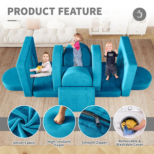 Matelas de jeu pour enfants en mousse haute densité, personnalisable, pliable, modulable, avec coussins de canapé d'escalade en éponge - Product Image 4