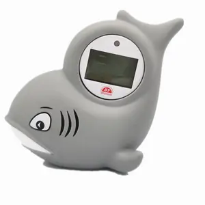 Jouets de bain pour bébé pas cher d'usine testeur de température numérique thermomètre requin gris avec écran led