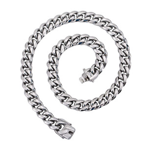 yunnique Men's Cuban <b>Chain</b> Necklace <b>Titanium</b> Steel Heavy Duty Chunky Link Street Fashion Hip Hop Punk Style 24 Inch - Product Image 5
