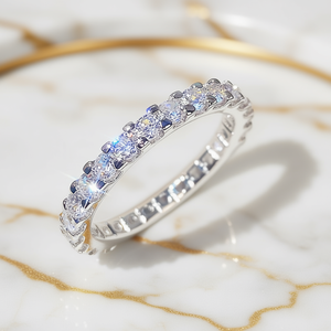 Anello Classico in Oro Bianco e Rame con Diamanti per Donne, Taglio Brillante, Diamanti Naturali Colore D, Gioiello di Fidanzamento Modello F1218 - Product Image 2