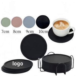 Minimalist Eco-Friendly Anti-Slip Silicone Coaster Multi-Size Thick Heat Resistant <b>Coffee</b> Tea Cups Customizable Logo <b>Table</b> Mat - Product Image 1