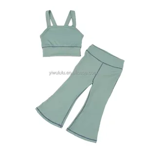 Little Girls Yoga Clothing LuLu OEM Children Sportswear Wholesale Baby Girl Two Pieces Clothes Set