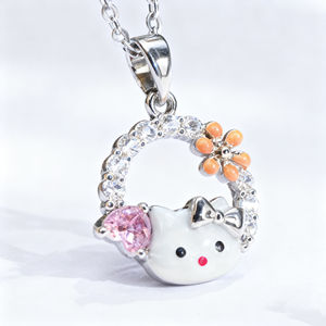 Colar de Cobre da Série <span class=keywords><strong>Hello</strong></span> <span class=keywords><strong>Kitty</strong></span>, Exquisito e Fofo, Alta Qualidade, Resistente ao Desbotamento, Colar <span class=keywords><strong>Hello</strong></span> <span class=keywords><strong>Kitty</strong></span> para Mulheres - Product Image 3