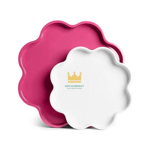 Plateaux en laque mate et brillante à prix abordable du Vietnam, prix direct usine, OEM, plateaux de service en laque en forme de fleur, plateaux alimentaires - Product Image 3
