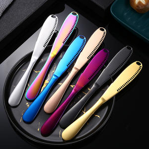 Ensemble de couteaux à beurre en acier inoxydable, couteau à fromage perforé, épandeur à confiture, durable, passe au lave-vaisselle, couleur unie argent or - Product Image 1