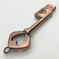 Clé USB en métal en forme de cœur (bronze + rouge) – Clé USB haute vitesse, clé mémoire flash originale, cadeaux, 16 Go, clés USB mignonnes
