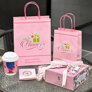 Hot Selling Custom Logo Printing Recyclable Gift Printed Pink Shopping <b>Paper</b> Bag with Twisted Handles Packaging <b>Paper</b> Bags - Product Image 1