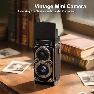 Mini appareil photo numérique vintage portable style TLR, rétro, compact, petit format <span class=keywords><strong>de</strong></span> poche, vidéo 1080P FHD, 12MP, vlog, optique - Product Image 4