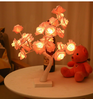 Lampe de table LED en forme de rose, alimentée par piles, 24 LED, pour chambre à coucher, mariage, fête, Noël, Saint-Valentin, décoration de la maison, éclairage