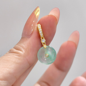 Dây chuyền vàng 18k gắn đá Emerald tự nhiên, mặt dây chuyền bạc S925 dày, thời trang dành cho nữ - Product Image 4