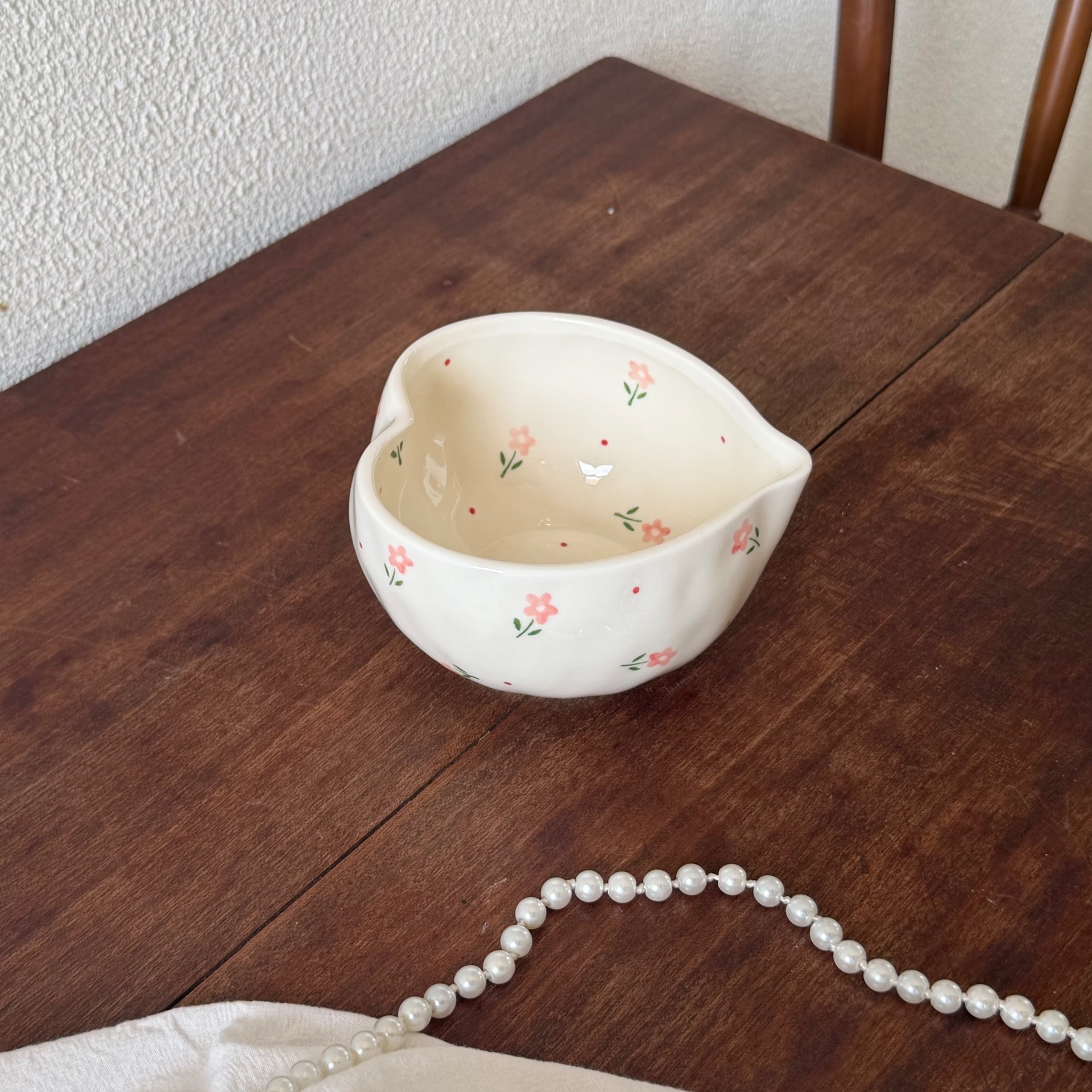 bol à matcha fleur - blanc