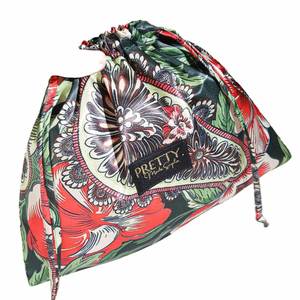 Pochette de luxe en satin à cordon de serrage avec impression numérique intégrale et étiquette en tissu, personnalisable pour cosmétiques, soins de la peau, chaussettes, sac anti-poussière en satin à cordon de serrage - Product Image 2