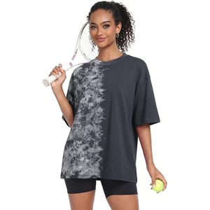 T-shirt surdimensionné tie-dye pour femmes grandes tailles, en coton, manches courtes, col rond, haut décontracté - Product Image 2