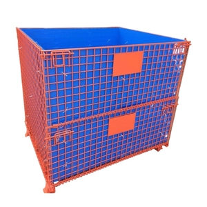 Chất Lượng Cao Hậu Cần Đóng Mở <span class=keywords><strong>Stackable</strong></span> Kim Loại Pallet Dây Thép Lưới Container Lưu Trữ Lồng Cho Kho - Product Image 1