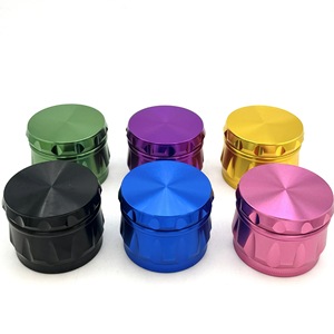 Wholesale Round Aluminum Alloy <b>Herb</b> <b>Grinder</b> 4-Part Metal Tobacco Crusher in Green Purple Yellow Black Blue Pink Modern Style - Product Image 1