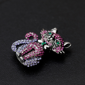 Broche de lujo a la moda, broche de gato con diamantes de imitación, gatito bonito para mujer, flor tetona, fiesta, boda, joyería Animal - Product Image 4